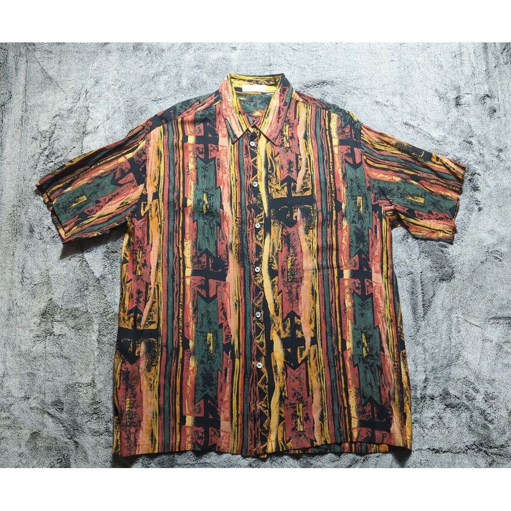 Vittorio Firenze Short Sleeve Button Up Shirt Men's Size Large